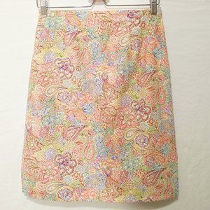 Talbots Paisley Colorful Pencil Skirt Pockets -108